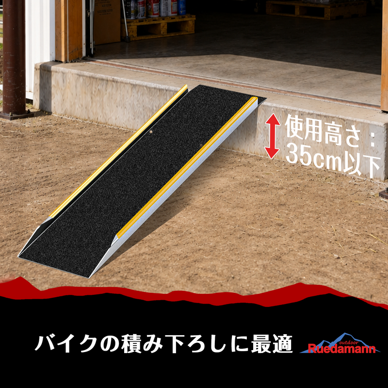 Ruedamann® アルミラダーレール 滑り止め スロープ長さ120-150cm*外