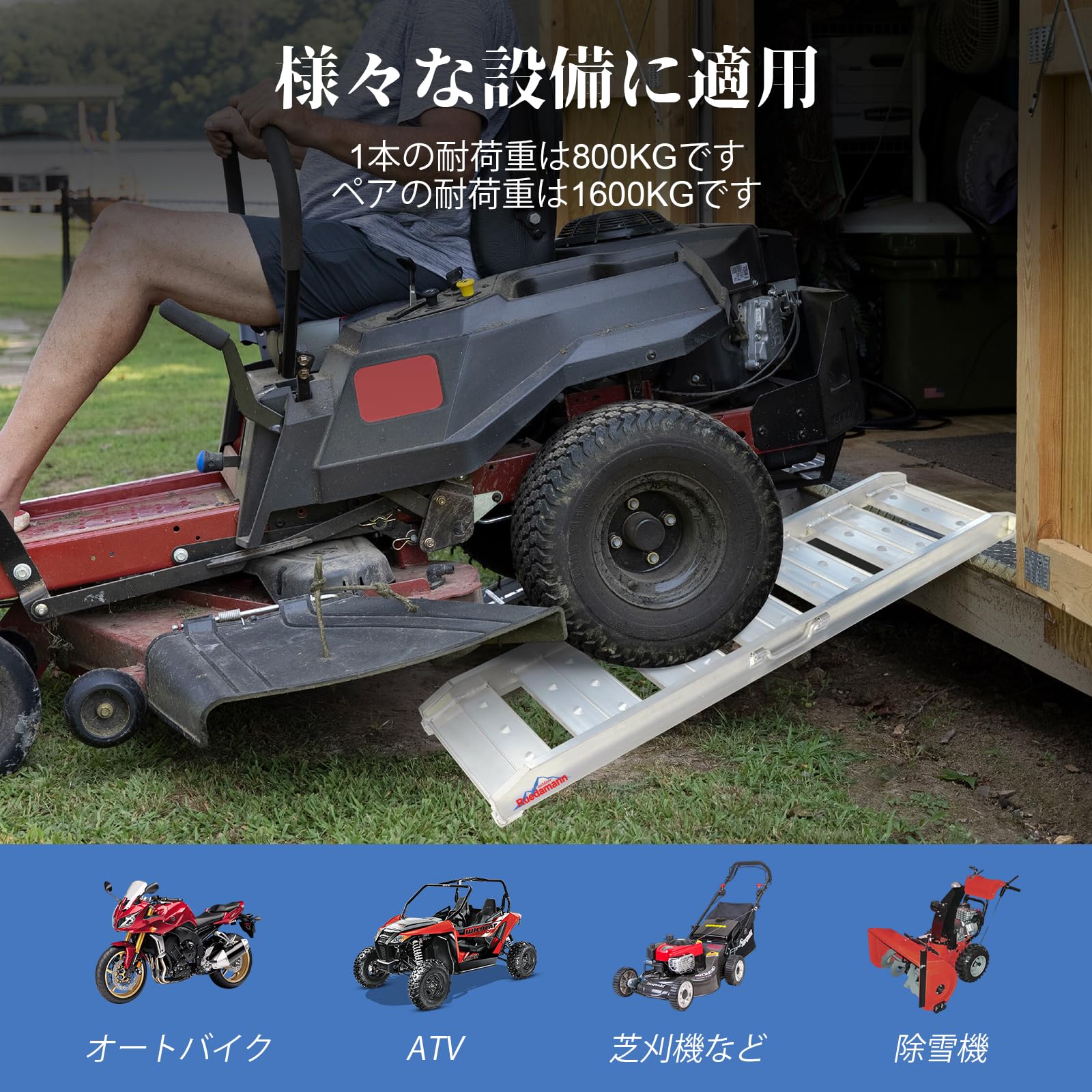 Ruedamann® アルミブリッジ 長さ122.5cm*外幅34cm 耐荷重1600kg アルミ