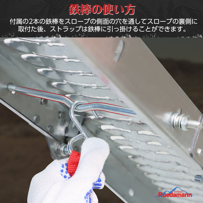 Ruedamann® ラダーレール 210*22cm  耐荷重440KG 取っ手付積載用スロープ 2本セット