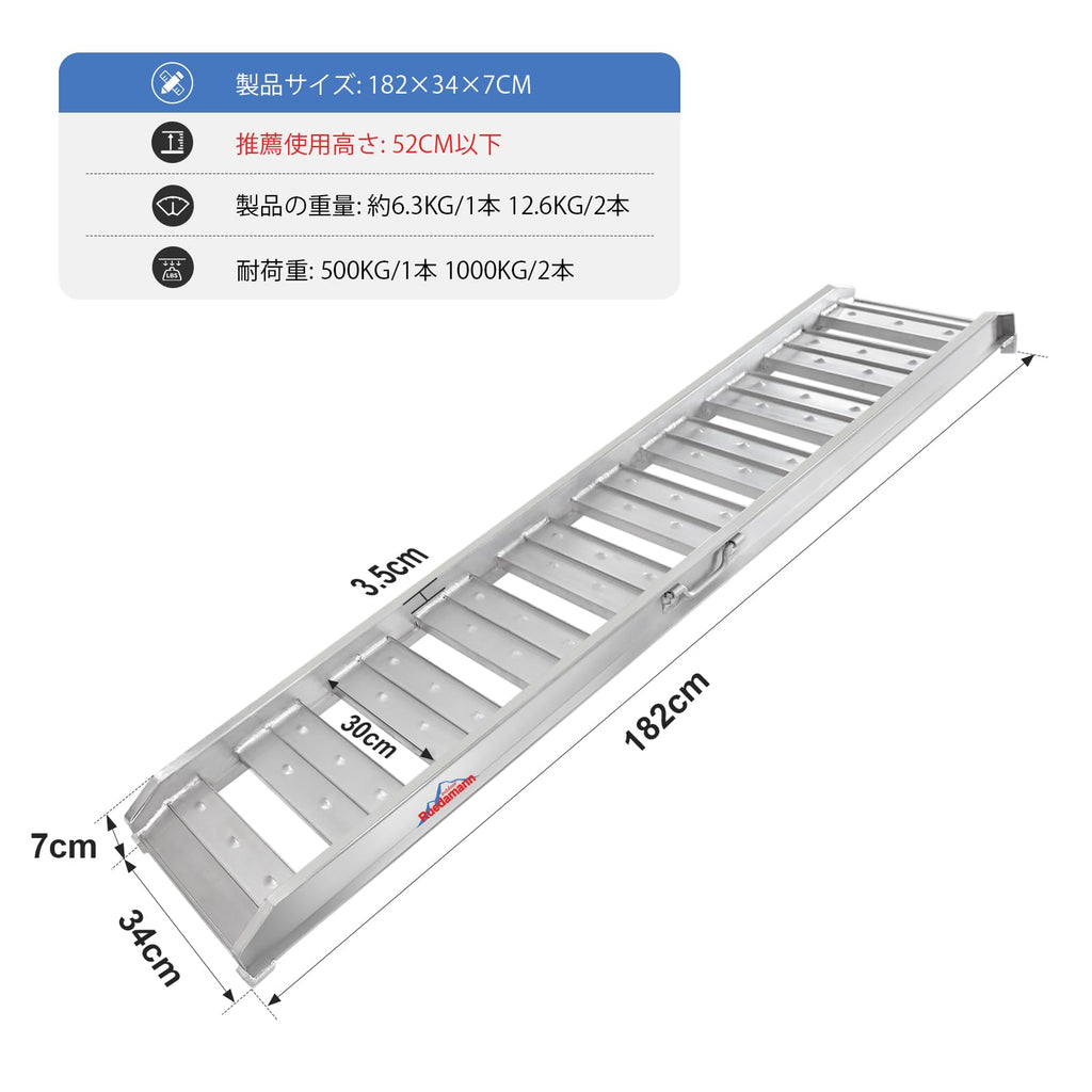Amazon.co.jp: Ruedamann バイク スロープ 長さ210*22cm 耐荷重