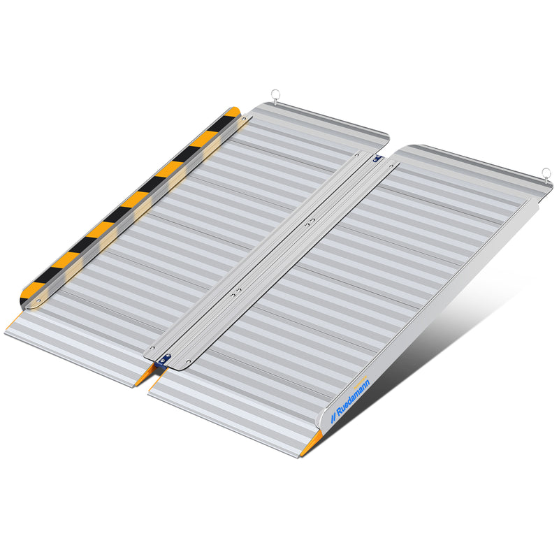 Ruedamann ® 長さ61-121CM*幅77CM 折りたたみ式車椅子用スロープ 耐荷重450KG