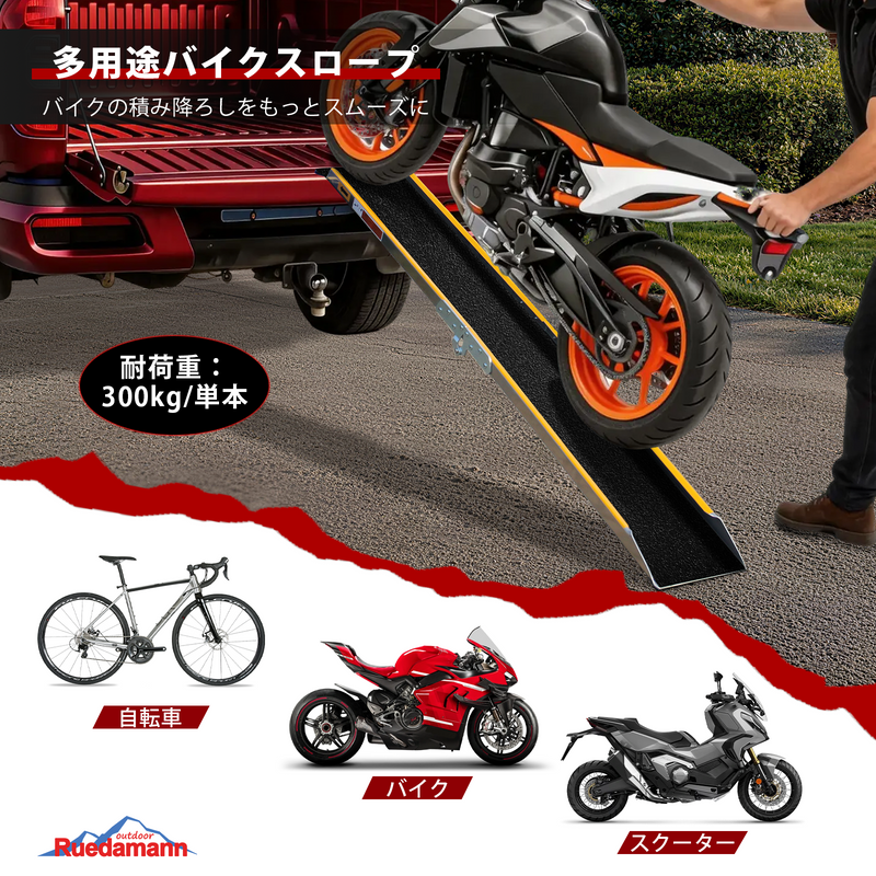 Ruedamann® 折りたたみ式アルミラダーレール 滑り止めマット付き