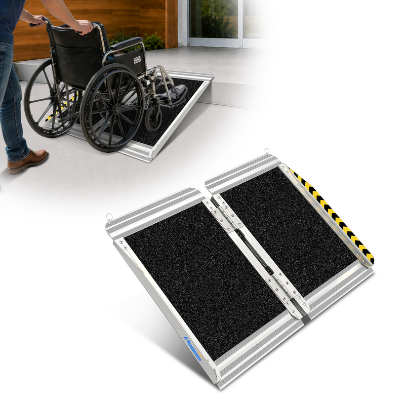 Ruedamann® 滑り止め折り畳み車椅子スロープ 耐荷重300kg 長さ61cm