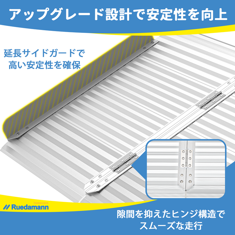Ruedamann® もっと幅広いアルミ折り畳みスロープ 耐荷重400KG 長さ66cm