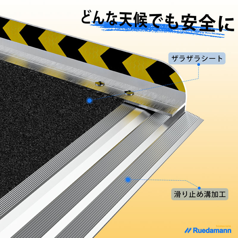 Ruedamann® 滑り止め折り畳み車椅子スロープ 耐荷重300kg 長さ61cm