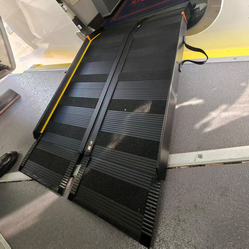 Ruedamann ® 2つ折りアルミニウム合金バリアフリースロープ 耐荷重300kg 飛行機搭乗用