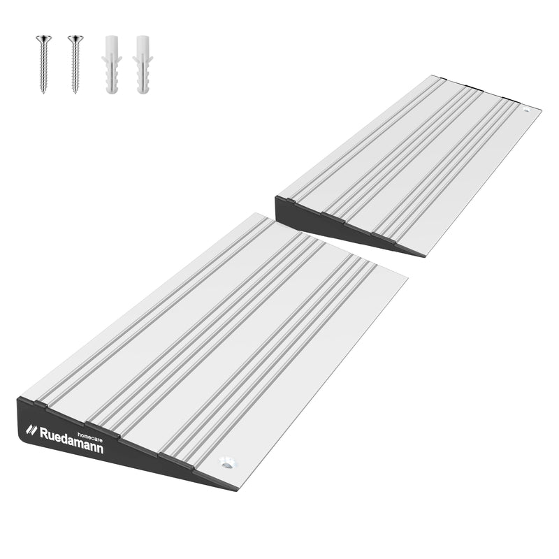 Ruedamann® 段差スロープ  高さ2.5-5cm アルミスロープ 耐荷重1000KG シルバー/ブラック
