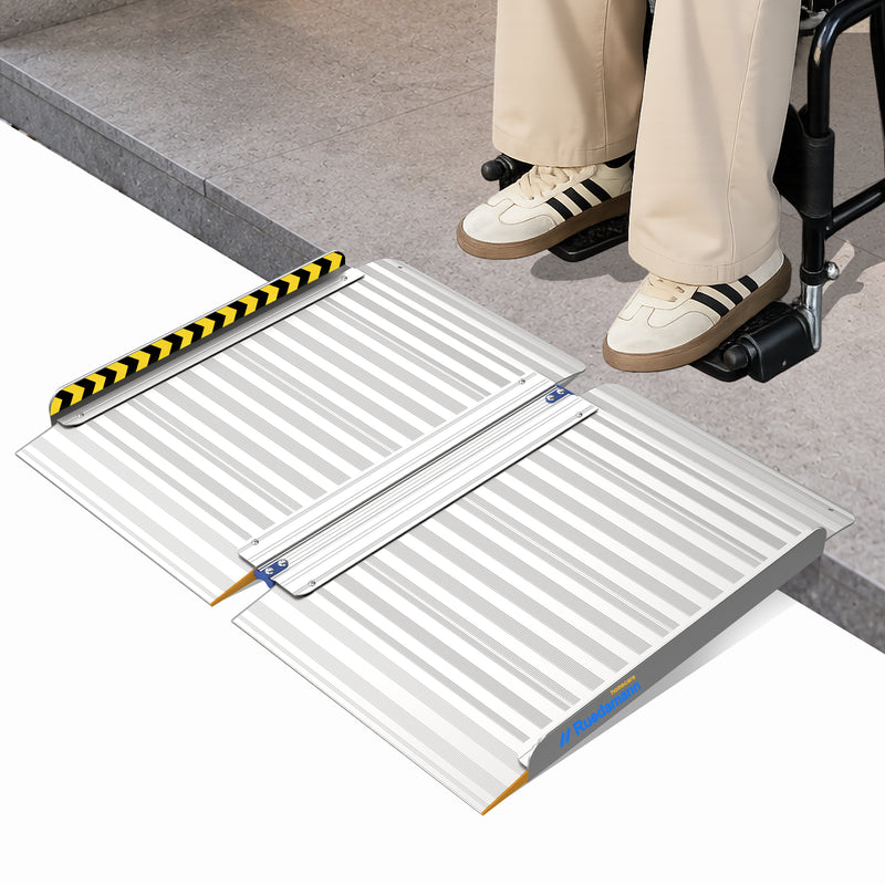 Ruedamann ® 長さ61-121CM*幅77CM 折りたたみ式車椅子用スロープ 耐荷重450KG