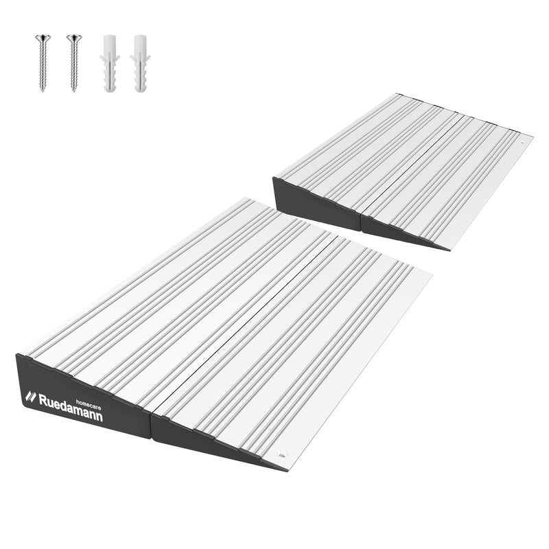 Ruedamann® 段差スロープ  高さ2.5-5cm アルミスロープ 耐荷重1000KG シルバー/ブラック