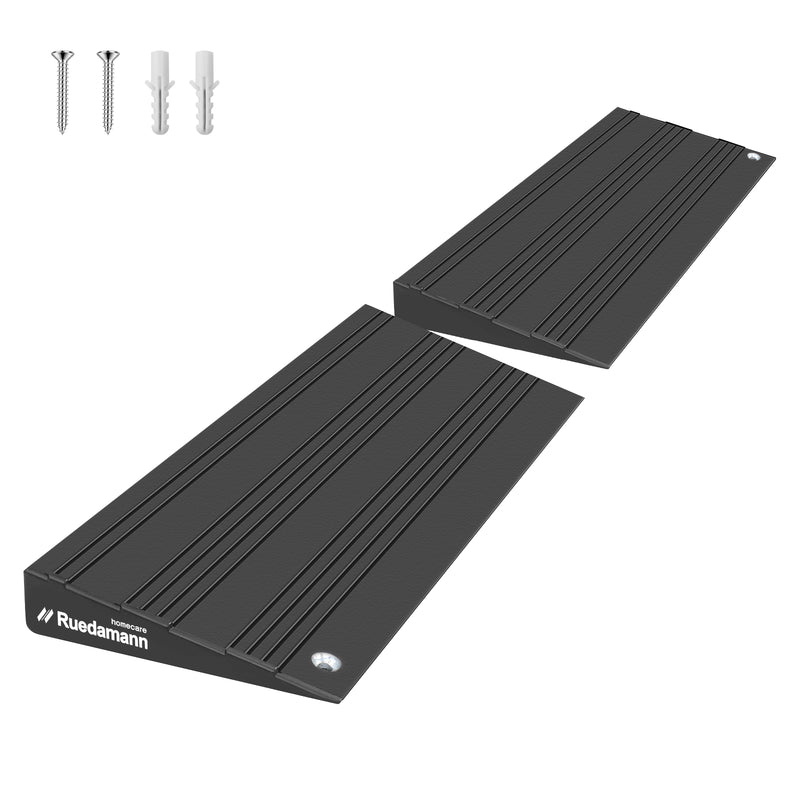 Ruedamann® 段差スロープ  高さ2.5-5cm アルミスロープ 耐荷重1000KG シルバー/ブラック