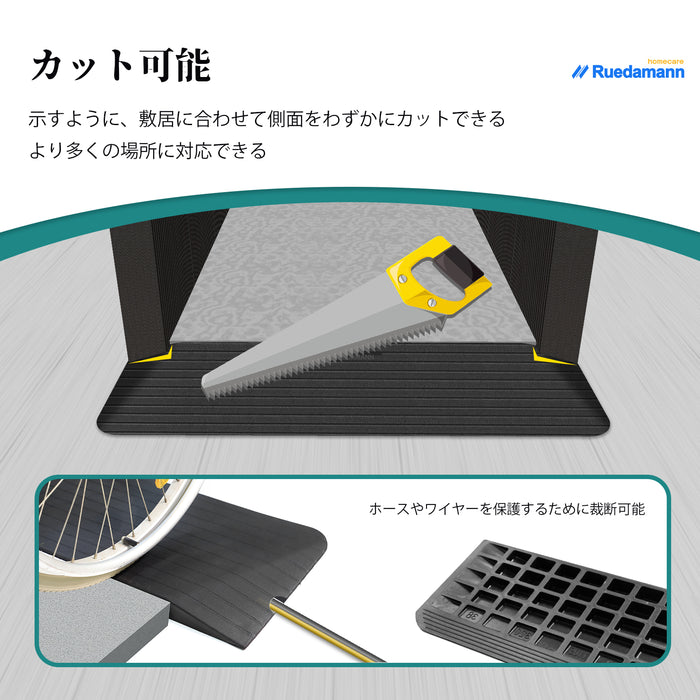 Ruedamann®  敷居ゴム製スロープ 耐荷重1000kg 高さ2.5-5cm  裁断可能
