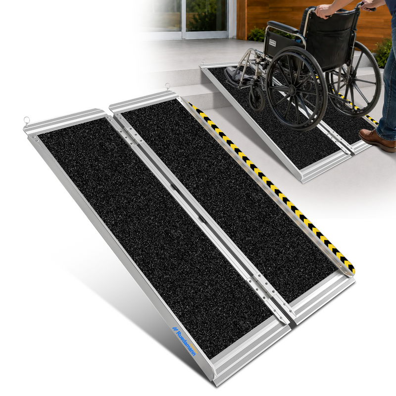 Ruedamann® 滑り止め折り畳み車椅子スロープ 耐荷重300kg  長さ61cm-152cm*幅76cm