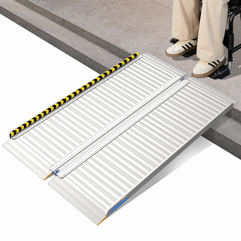 Ruedamann ® 長さ61-121CM*幅77CM 折りたたみ式車椅子用スロープ 耐荷重450KG