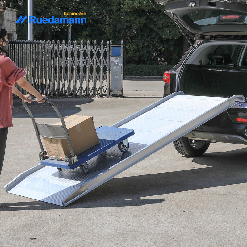 Ruedamann ® アルミ製 コンテナ用スロープ 耐荷重1000kg 業務用運搬機械 作業用スロープ 長さ180cm*幅70cm 滑り止め アルミラダーレール 重機・農機対応
