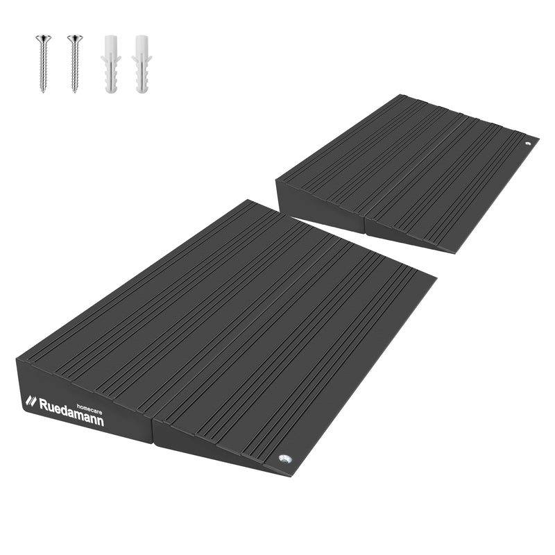 Ruedamann® 段差スロープ  高さ2.5-5cm アルミスロープ 耐荷重1000KG シルバー/ブラック