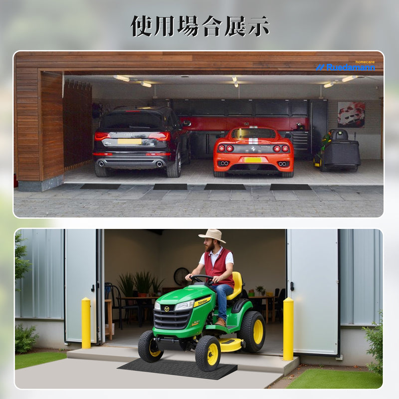 Ruedamann®  敷居スロープ 耐荷重650Kg 高さ1.5-4.5cm  幅89cm ゴム製 段差解消 バリアフリー 裁断可能