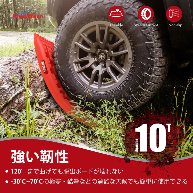 Ruedamann®リカバリーボード 耐荷重10t  タイヤ脱出ボード  2枚セット   緊急脱出用
