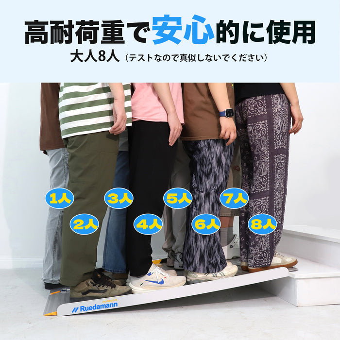 Ruedamann ® 長さ61-121CM*幅77CM 折りたたみ式車椅子用スロープ 耐荷重450KG