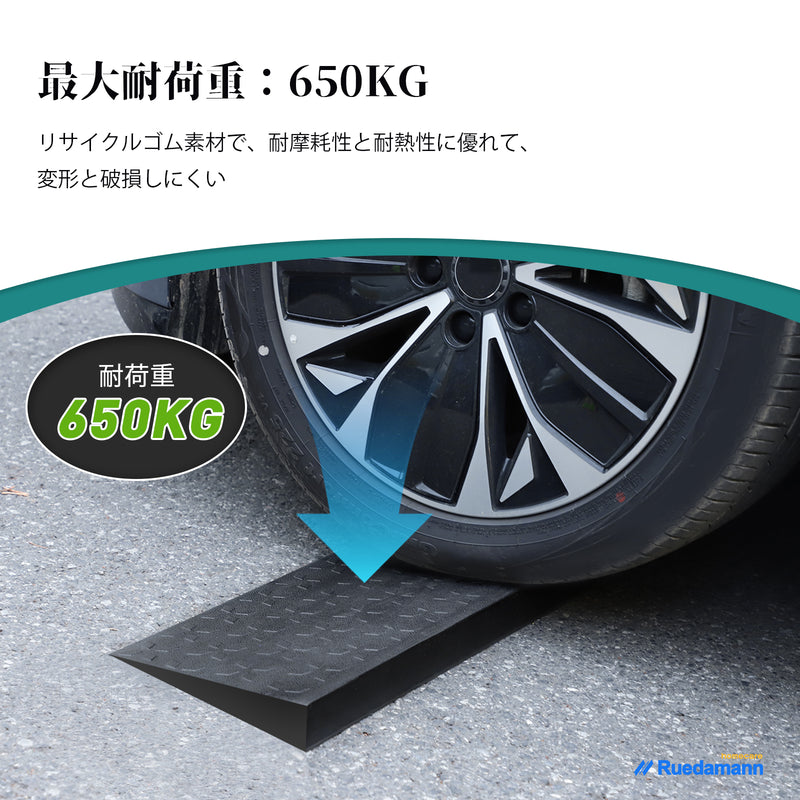 Ruedamann®  敷居スロープ 耐荷重650Kg 高さ1.5-4.5cm  幅89cm ゴム製 段差解消 バリアフリー 裁断可能