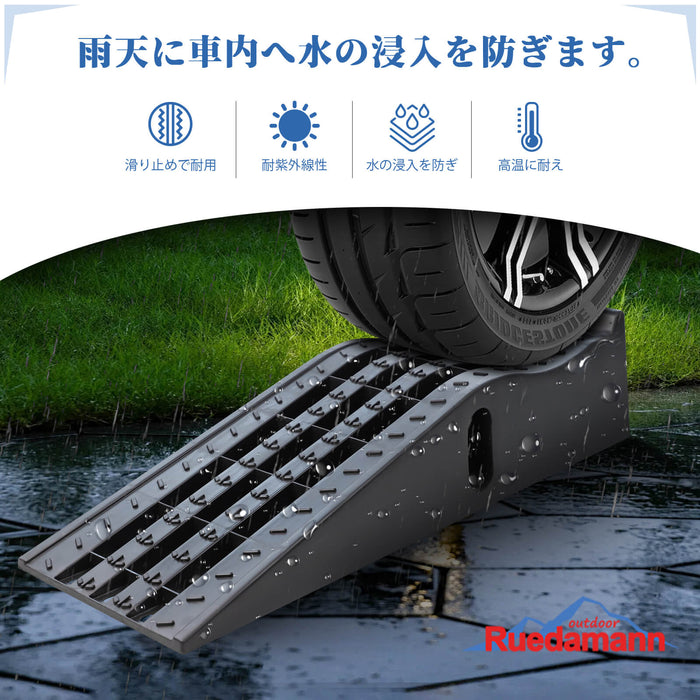Ruedamann® カースロープ 長さ90*幅28*高さ17cm 車両 スロープ 耐荷重3トン 二個セット 黒-CR09295AU-滑り止め