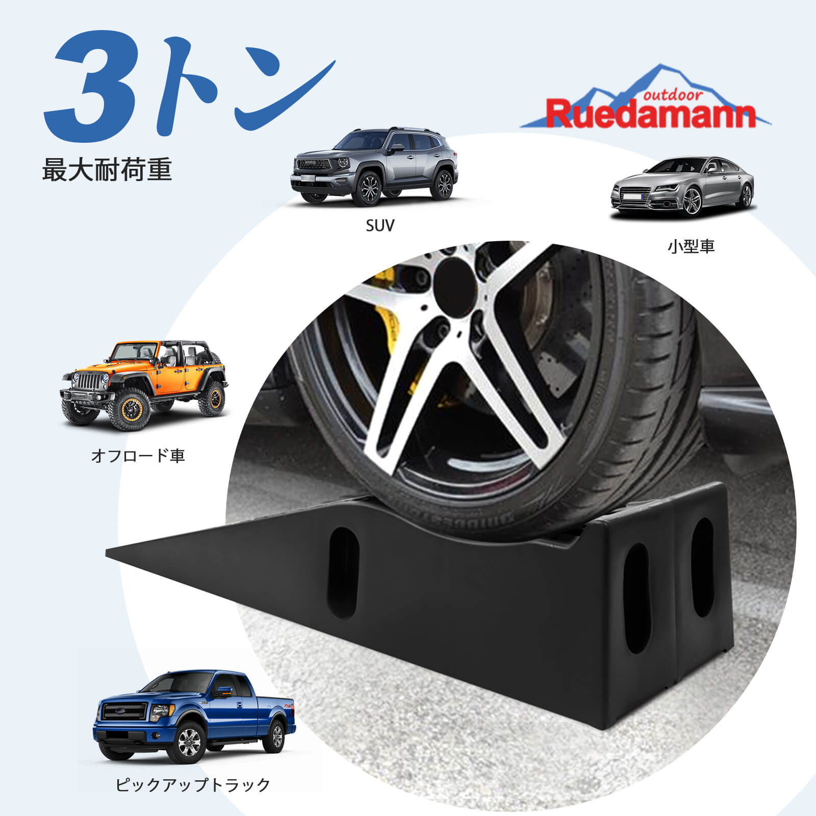 Ruedamann® カースロープ 長さ90*幅28*高さ17cm 車両 スロープ 耐荷重3