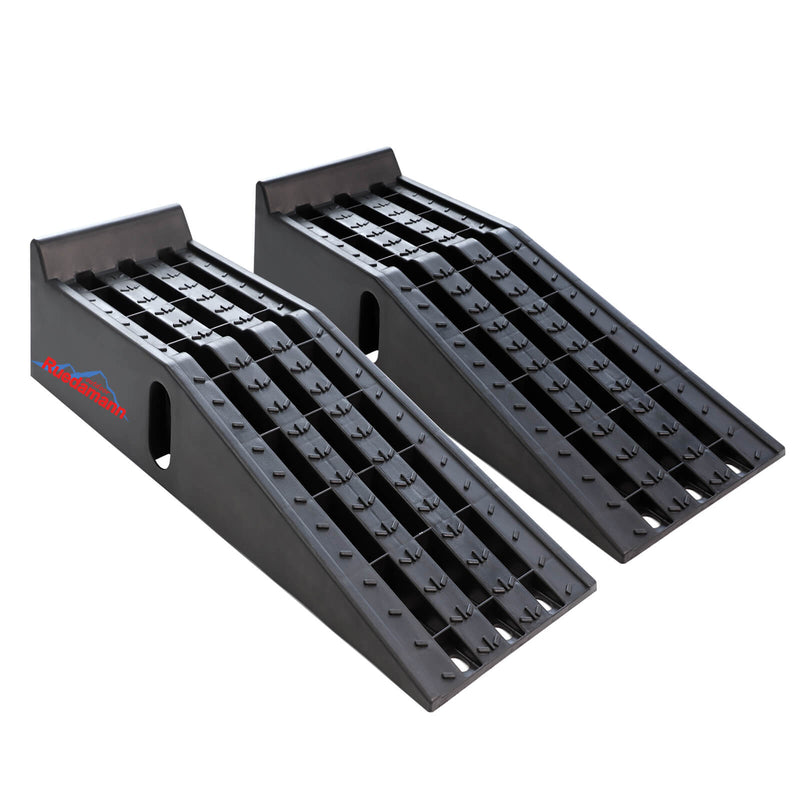 Ruedamann® カースロープ長さ90.5cm*幅30.5cm*高さ17cm 車止め耐荷重3トン 止め滑り 2個セット 黒-‎CR09295