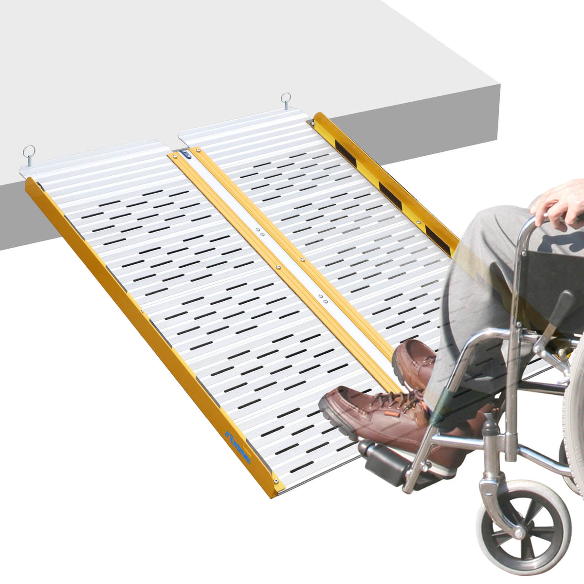 Ruedamann® 軽量アルミニウム 車椅子スロープ 長さ61-152cm*幅73cm 耐
