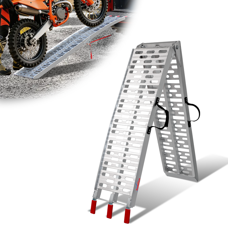 Ruedamann®  バイク折りたたみ式アルミスロープ長さ222.5 幅28cm キャラバン ラダーレール耐荷重340kg  1本