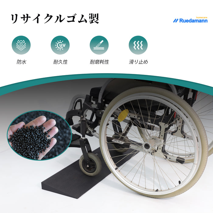 Ruedamann®  敷居スロープ 耐荷重650Kg 高さ1.5-4.5cm 天然ゴム製 裁断可能