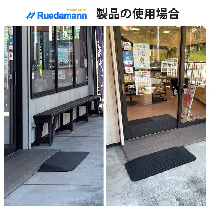 Ruedamann® 敷居ゴム製スロープ 耐荷重1000kg 高さ2.5-5cm 裁断可能 - MTR100