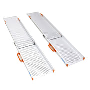 Ruedamann® 伸縮軽アルミ自転車スロープ 長さ122.5cm-244.5cm*幅29.5cm* 耐荷重400kg 2本セット - MR107W-4-長さ122.5*幅29.5cm