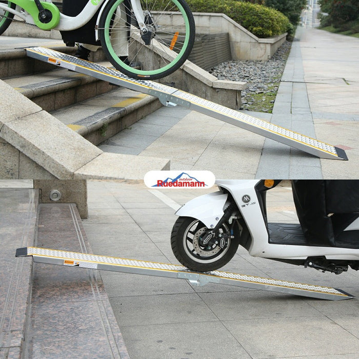 Ruedamann® 折りたたみ式 オートバイク軽量アルミラダー 長さ200cm 幅21.5cm 耐荷重300kg 一本 - AR20FX-200cm-