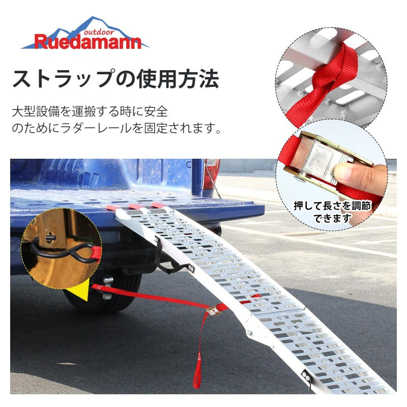 Ruedamann® バイク折りたたみ式アルミスロープ長さ222.5 幅28cm