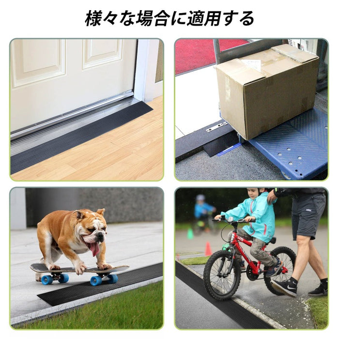 Ruedamann® 段差スロープ ゴムスロープ 耐荷重650㎏ 段差解消 静音 両面テープ付き 敷居保護 - RTR90-5010-高さ1cm