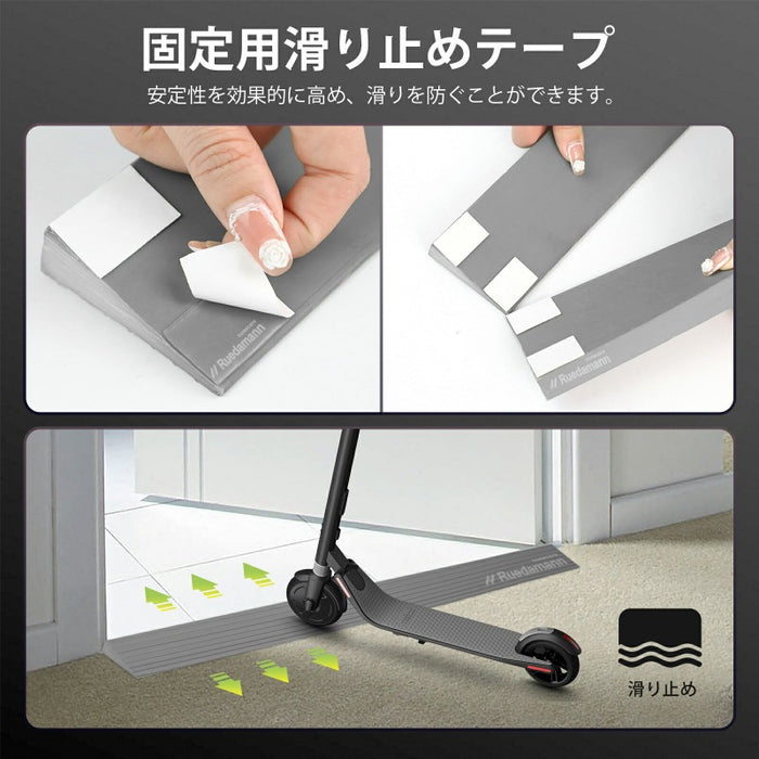 Ruedamann® PVC材質 敷居スロープ 高さ1cm/2cm 耐荷重800kg 裁断可能 グレー 1個 - PTR95H-2-2CM