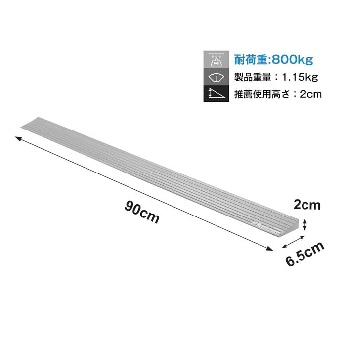 Ruedamann® PVC材質 敷居スロープ 高さ1cm/2cm 耐荷重800kg 裁断可能 グレー 1個 - PTR95H-2-2CM